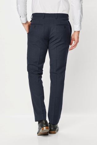 Navy Textured Skinny Fit Suit: Trousers